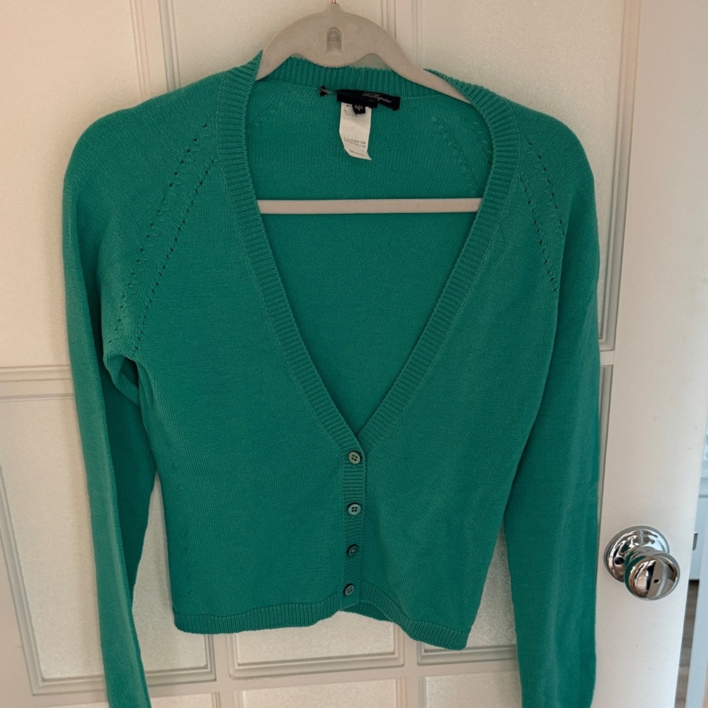 Les Copains size small Teal Button-Up Women's Sweater